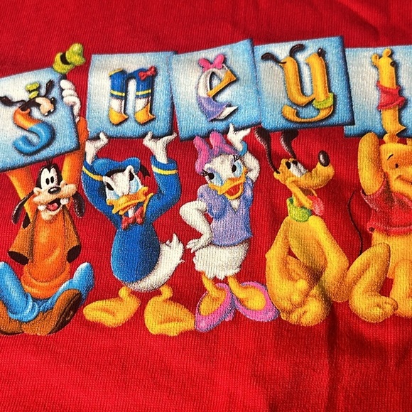 Vintage 90s Disney Disneyland Red Youth Kids Tee t-shirt size Medium NWOT - Picture 10 of 12